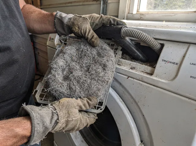Cleaning Dryer Lint Trap in Carver